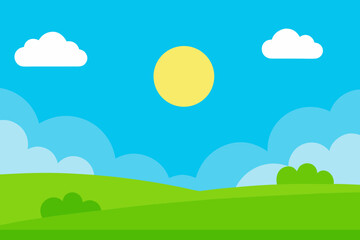 Fototapeta premium Bright Cheerful 2D Cartoon Background Scene Happy Colorful Illustration