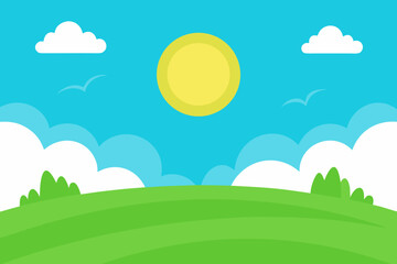 Obraz premium Cheerful 2D Cartoon Background Scene Happy Colorful Illustration