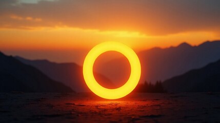Glowing Ring at Sunset Landscape
