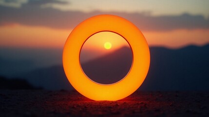 Glowing Ring at Sunset Landscape
