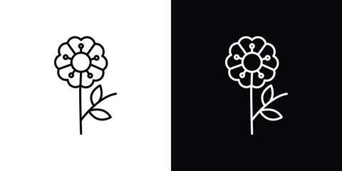 Wild rose icon set,vector and illustration