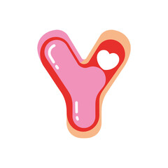 Letter Y with Heart Decoration.