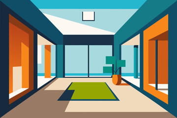 Modern Interior Courtyard or Atrium with Skylight Natural Light