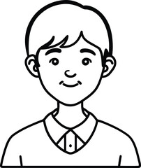 Obraz premium student avatar flat vector line art white background