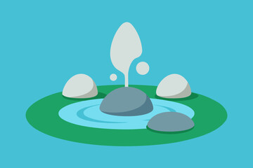 Water Feature with Gently Flowing Water Over Smooth Stones Design