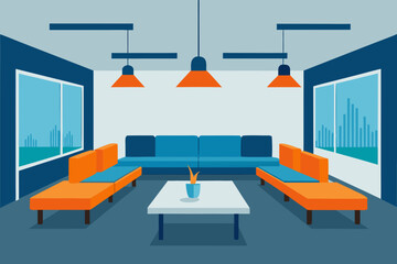 Modern Office Lounge with Modular Furniture for Flexible Work Space