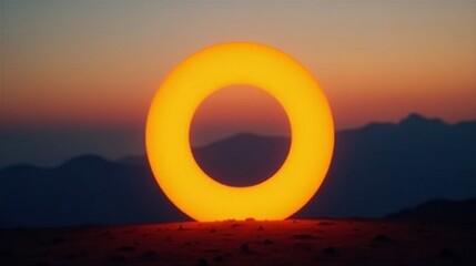 Glowing Ring at Sunset Landscape
