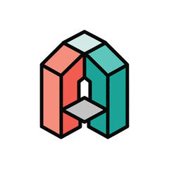 Abstract Geometric Letter A Design.