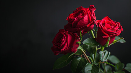 Fototapeta premium Red roses with a black background
