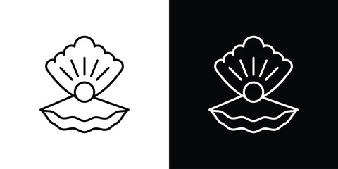 Pearl in the open shell icon set,vector and illustration