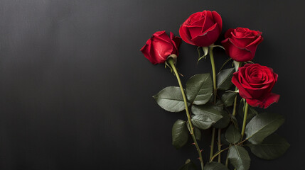 Red roses with a black background