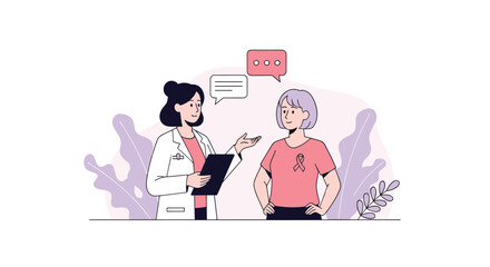 Doctor discussing medical treatment options with a patient in a clinic setting