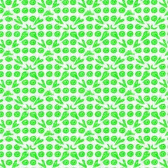 Green pattern with leaves and circles in a modern design  