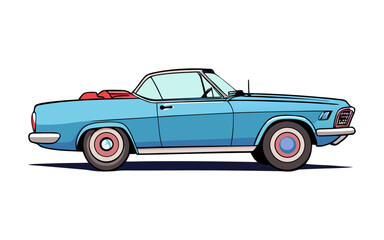 Stylized 1960s Convertible Vector Illustration – Clean Retro Car Drawing with Minimalist Lines, Classic Open-Top Design, Perfect for Vintage Automotive Art and Graphic Projects