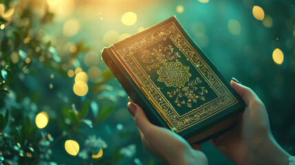 The Muslim holy Quran held in hand