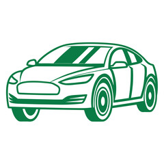 Fototapeta premium Green electric sedan car vector icon vehicle