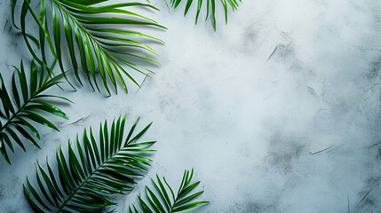 Naklejka premium Palm branches in a stylish flat background