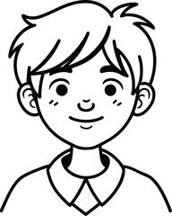Obraz premium student avatar flat vector line art white background