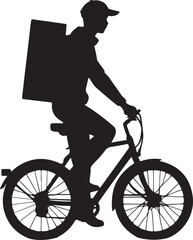 Obraz premium Silhouette of delivery person on bike