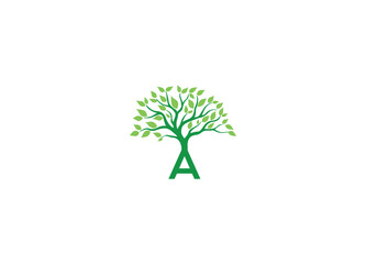Lette A tree logo design vector icon template