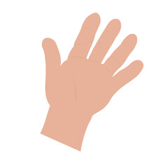  child's hand waves bye or hello. Symbol. Vector stock illustration. Isolated on a white background.Palm open icon for web, app, infographic