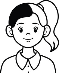 Obraz premium student avatar flat vector line art white background happy