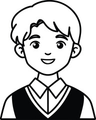 Obraz premium student avatar flat vector line art white background friendly