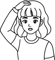 Obraz premium student avatar flat vector line art white background joyful