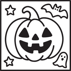 Fantasy Cozy Retreat – Bold Line Art Coloring Page with Magical Elements