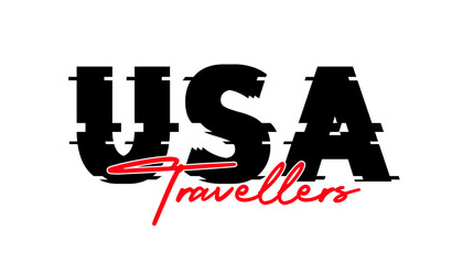 USA Travellers text effect vector illustrator.