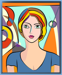 Colorful background, cubism art style,abstract portrait
