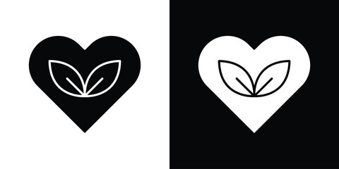 Natural love icon silhouette set. vector pictograms for ui