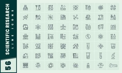 A set of scientific research line icons for various fields of study