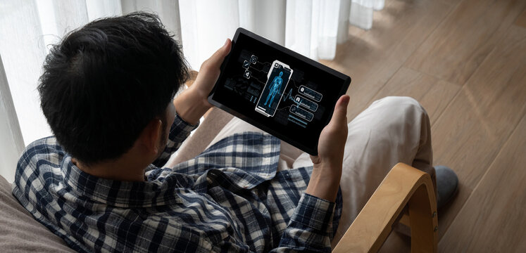 Medical science technology and futuristic healthcare virtual computer software analyze human health and diagnose disease for doctor data and medical research. brisk - Powered by Adobe