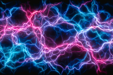 Fototapeta premium Arcs électrique roses et bleus sur fond noir