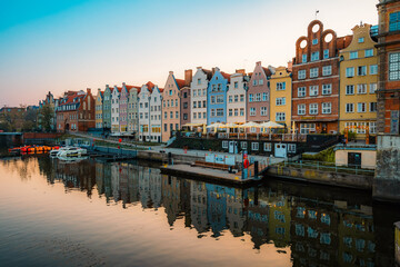 Gdansk with Motlawa river in Poland. Old town colourful house with main square. © Zedspider