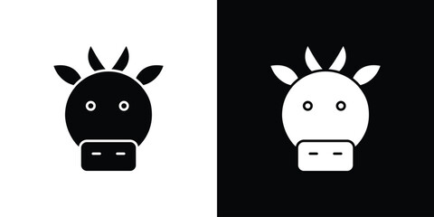 Cow icon silhouette set. vector pictograms for ui
