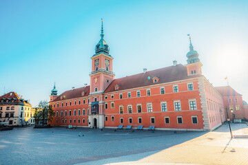 Warsaw old city center near Vistula river in Poland. The Royal Castle in Warsaw