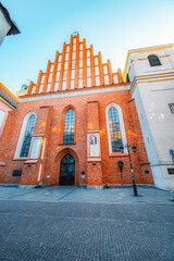 Warsaw old city center near Vistula river. Archcathedral Basilica of St. John the Baptist