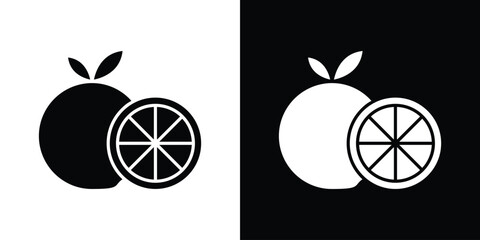 Citrus fruit icon silhouette set. vector pictograms for ui