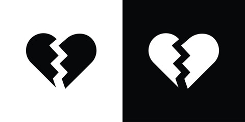 Broken heart icon silhouette set. vector pictograms for ui