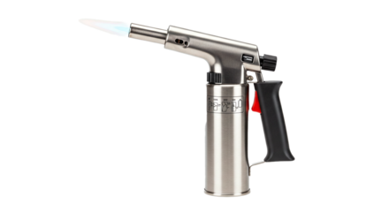 Professional culinary torch for creme brulee and searing meat cooking tool flame adjustable kitchen gadget on transparent background