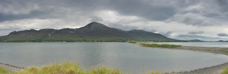 Panorama of Dramatic Croagh Patrick in Mayo, Ireland