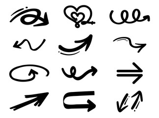 set of hand drawn arrows, Modern Directional Arrows Set – Flat Line Style