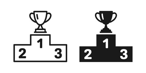 Winner Podium Icon with Trophy, First Place and Victory Vector
