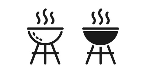 Barbecue Grill Icon, Outdoor BBQ and Cooking Vector Symbol