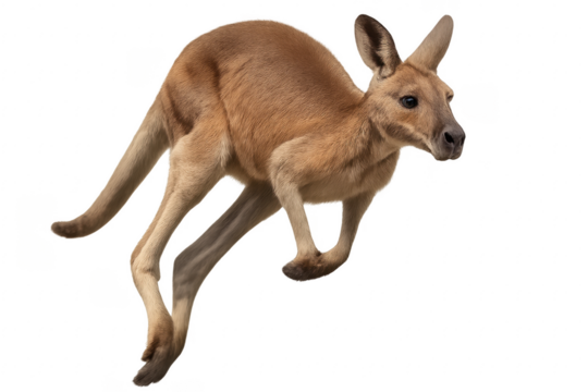 Red kangaroo jumping with transparent background