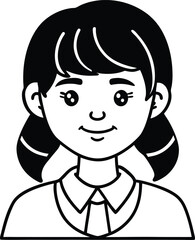 student avatar flat vector line art white background happy face