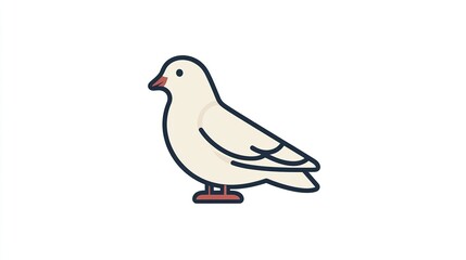 A single vector icon of a dove, bold black outline, flat colors, no gradient, simple and modern style, white background, high contrast 