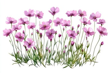 A grouping of wild sea thrift flowers, blooms, isolated against a transparent background